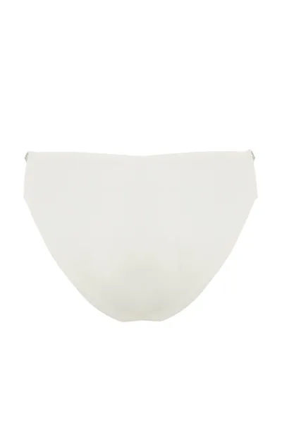 Trendyol Ecru Bikini Bottoms With Beads Accessory Textured Regular Leg