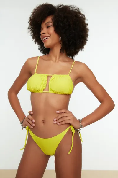 Trendyol Yellow Tied Bikini Set