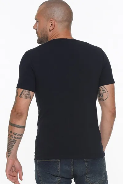 T8569 DEWBERRY BICYCLE COLLAR MEN'S T-SHIRT-NAVY BLUE
