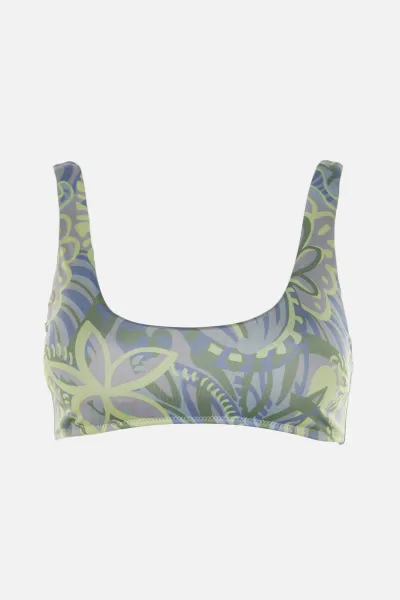 Trendyol Green Floral Print Bandeau Bikini Top