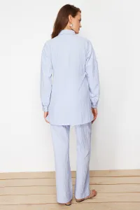 Trendyol Light Blue Long Back Wide Leg Shirt-Pants Weave Suit
