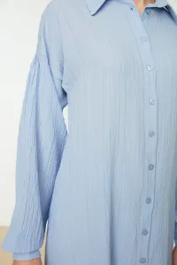 Trendyol Light Blue Long Back Wide Leg Shirt-Pants Weave Suit