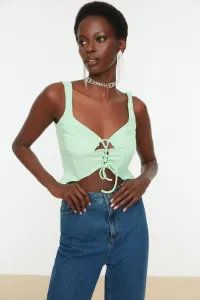 Trendyol Zelený Pletený Bustier s Viazaním