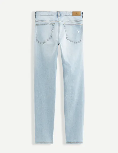 Svetlomodré pánske straight fit rifle s potrhaným efektom Celio Vomarble