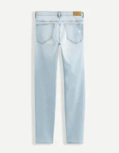 Svetlomodré pánske straight fit rifle s potrhaným efektom Celio Vomarble