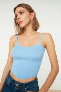 Trendyol modrý úpletový crop top bustier