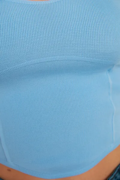 Trendyol modrý úpletový crop top bustier