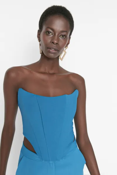 Trendyol Saks Crop Woven Corset Detailed Bustier