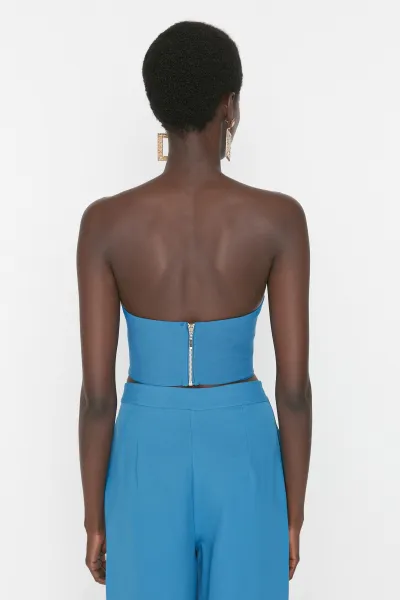 Trendyol Saks Crop Woven Corset Detailed Bustier