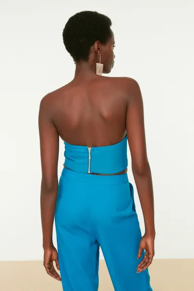 Trendyol Saks Crop Woven Corset Detailed Bustier