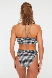 Trendyol Black Textured Gingham Bikini Bottoms