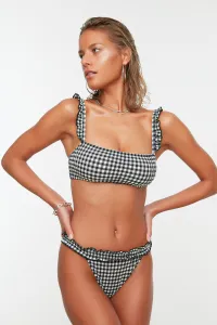 Trendyol Black Textured Gingham Bikini Bottoms