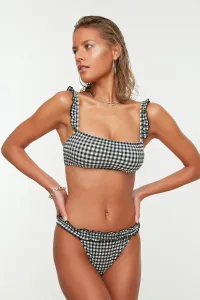 Trendyol Black Textured Gingham Bikini Bottoms