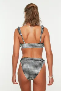 Trendyol Black Textured Gingham Bikini Bottoms
