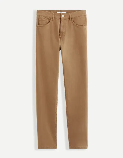 Hnedé pánske straight fit rifle Celio Vopry1