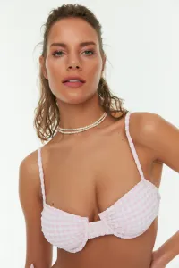 Trendyol Powder Gingham Textured Bikini Top