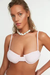 Trendyol Powder Gingham Textured Bikini Top