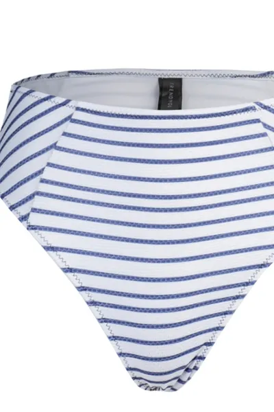 Trendyol Navy Blue Striped High Waist Bikini Bottoms