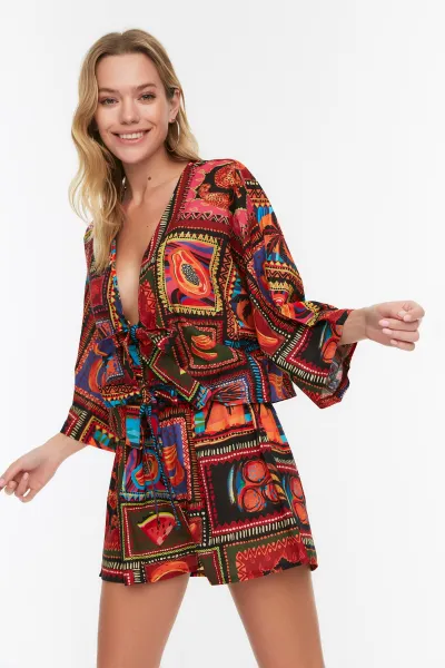 Dámske oblečenie Trendyol TBESS22AU0086/Blue-Multicolor