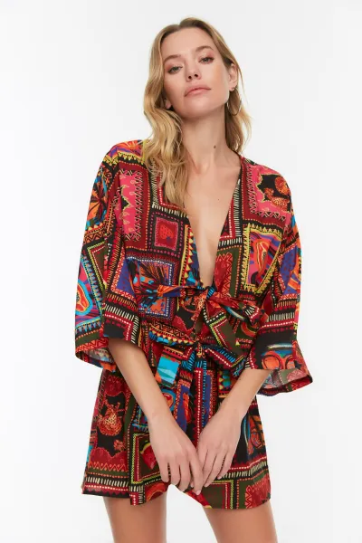 Dámske oblečenie Trendyol TBESS22AU0086/Blue-Multicolor