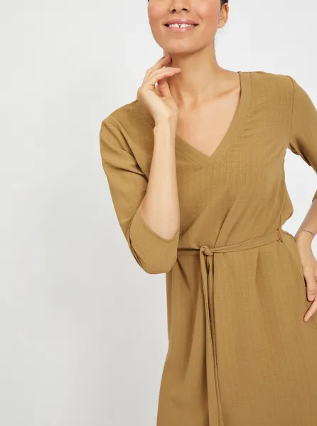 Khaki šaty s kravatou VILA Lovie - ženy