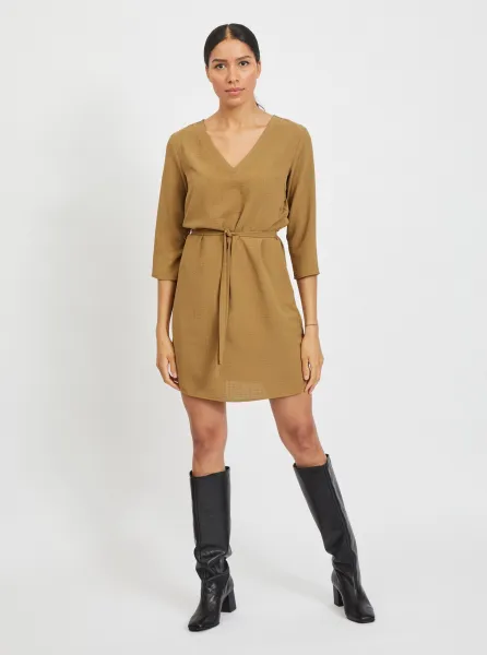 Khaki šaty s kravatou VILA Lovie - ženy