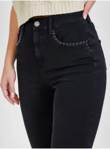 Čierne dámske slim fit rifle s ozdobnými detailmi Liu Jo
