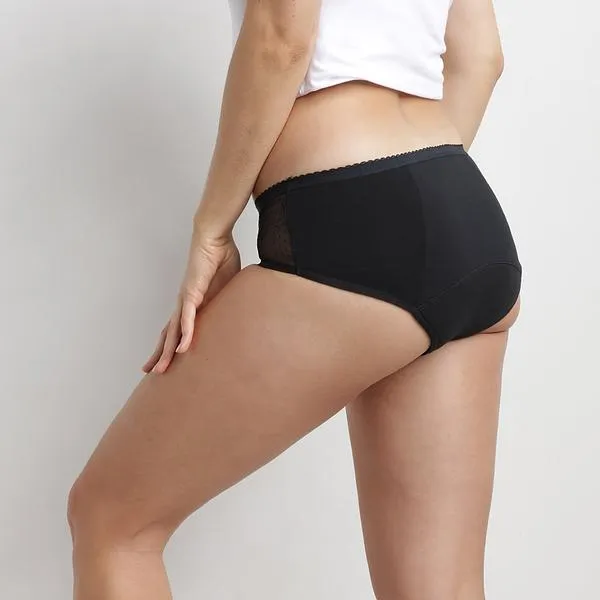 DIM MENSTRUAL LACE BOXER - Menštruačné nohavičky s čipkou - čierna