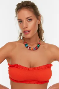 Trendyol Red Textured Frill Detailed Bikini Top