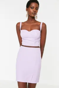Trendyol Fialový Bustier Sukňa Spodný-Horný Set