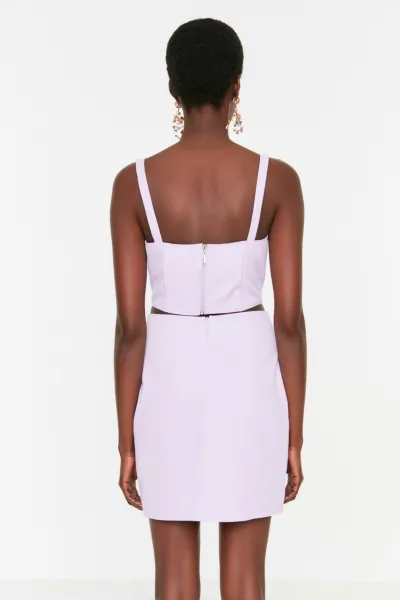 Trendyol Fialový Bustier Sukňa Spodný-Horný Set