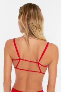 Trendyol Red Back Detail Bandeau Bikini Top