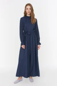 Trendyol tkaný indigo overal s opaskom a golierom typu gipple