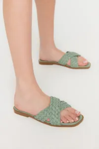 Trendyol Green Cross-Band Knitted Pattern Women's Slippers