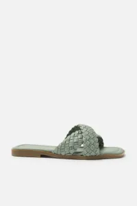 Trendyol Green Cross-Band Knitted Pattern Women's Slippers