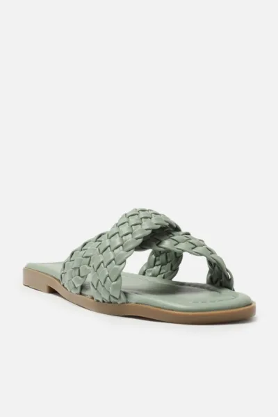 Trendyol Green Cross-Band Knitted Pattern Women's Slippers