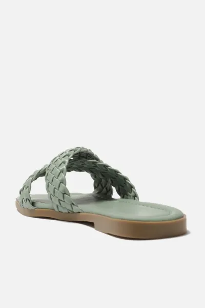 Trendyol Green Cross-Band Knitted Pattern Women's Slippers