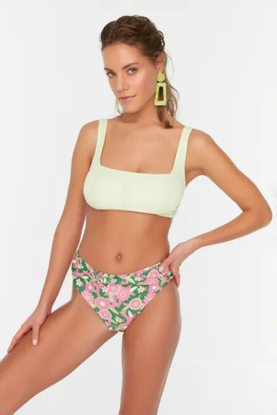 Trendyol Pink Floral Print Bikini Bottoms