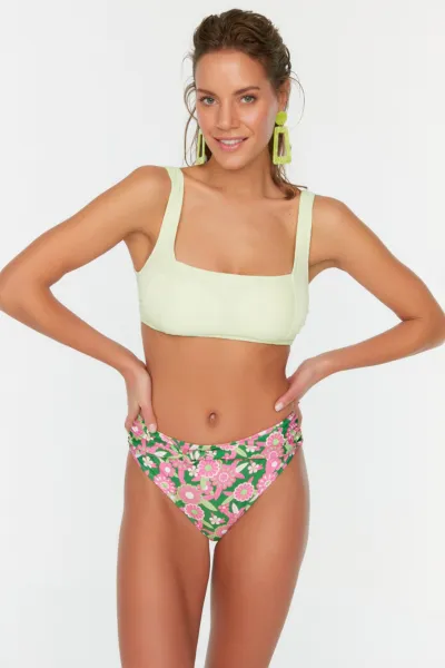 Trendyol Pink Floral Print Bikini Bottoms