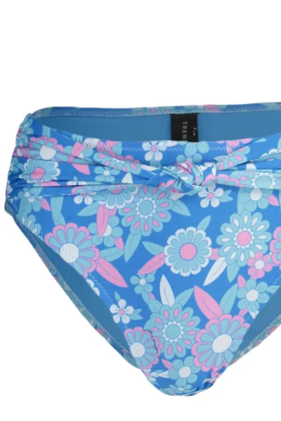 Trendyol Blue Floral Pattern High Waist Bikini Bottom