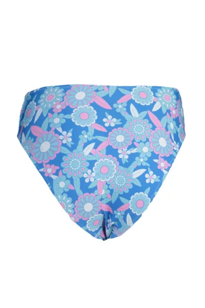 Trendyol Blue Floral Pattern High Waist Bikini Bottom
