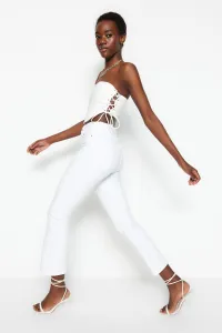 Trendyol White High Waist Crop Flare Jeans