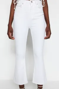 Trendyol White High Waist Crop Flare Jeans