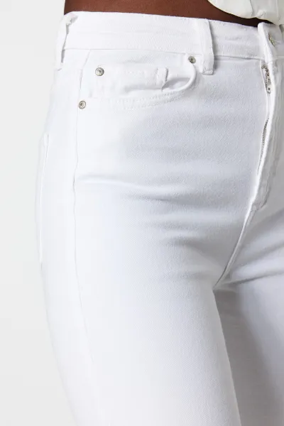 Trendyol White High Waist Crop Flare Jeans