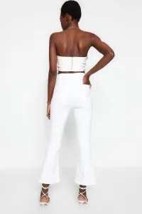Trendyol White High Waist Crop Flare Jeans