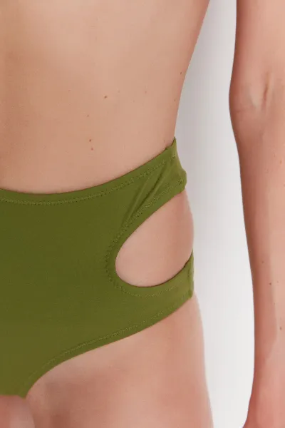 Trendyol khaki vystrihol detailné spodné diely bikín