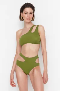 Trendyol khaki vystrihol detailné spodné diely bikín