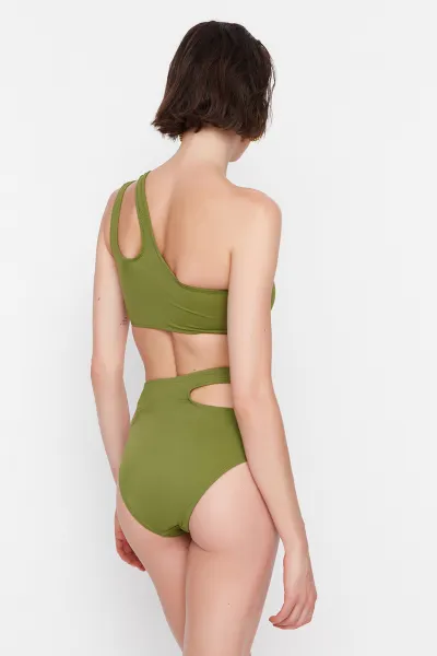 Trendyol khaki vystrihol detailné spodné diely bikín