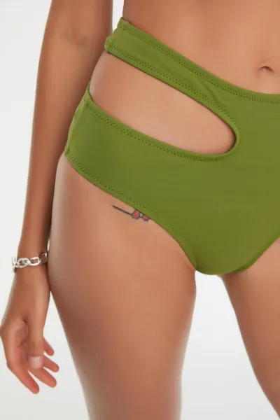 Trendyol khaki vystrihol detailné spodné diely bikín