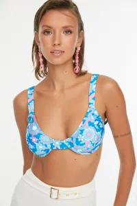 Trendyol Blue Floral Print Bikini Top